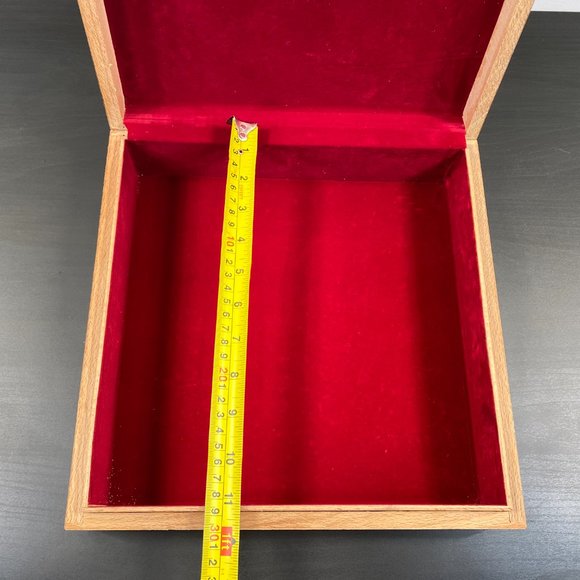 Wooden Mosaic Jewelry Box, Vintage Handmade Square Trinket, Inlaid with Mother o - Picture 5 of 10